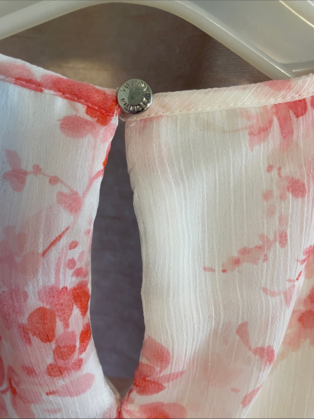 Tommy Hilfiger White Midi Dress with Coral Floral Overlay - Picture 3 of 13